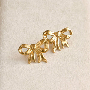 Oversized Ribbon Studs - 18k Gold Large Bow Tie Earrings