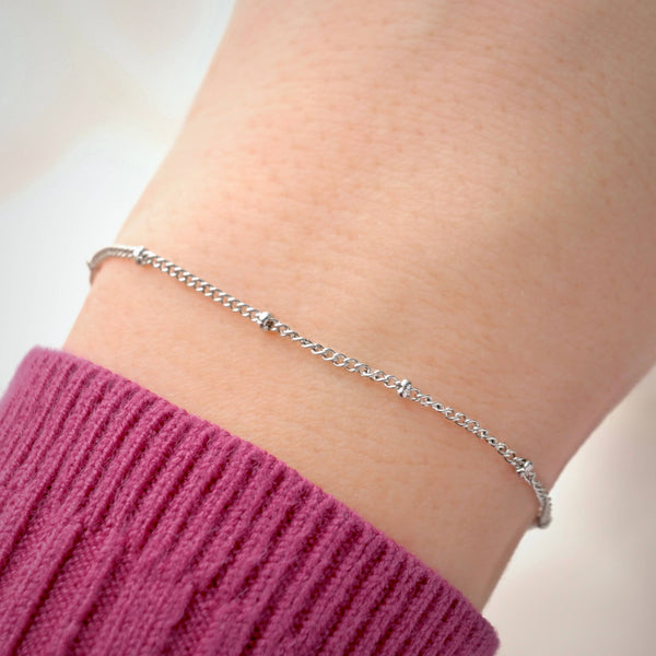 Layered Satellite Bracelet - Gold Beaded Chain Bracelet