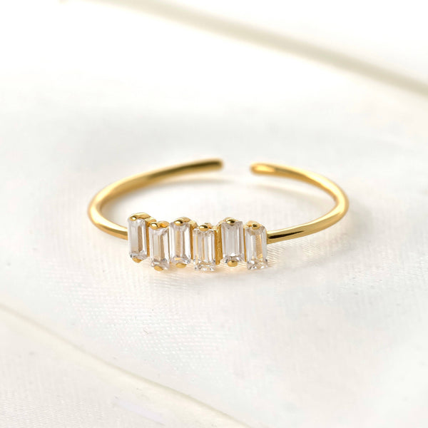 925 Silver Diamond Rings - Bezel Ring - Baguette Ring