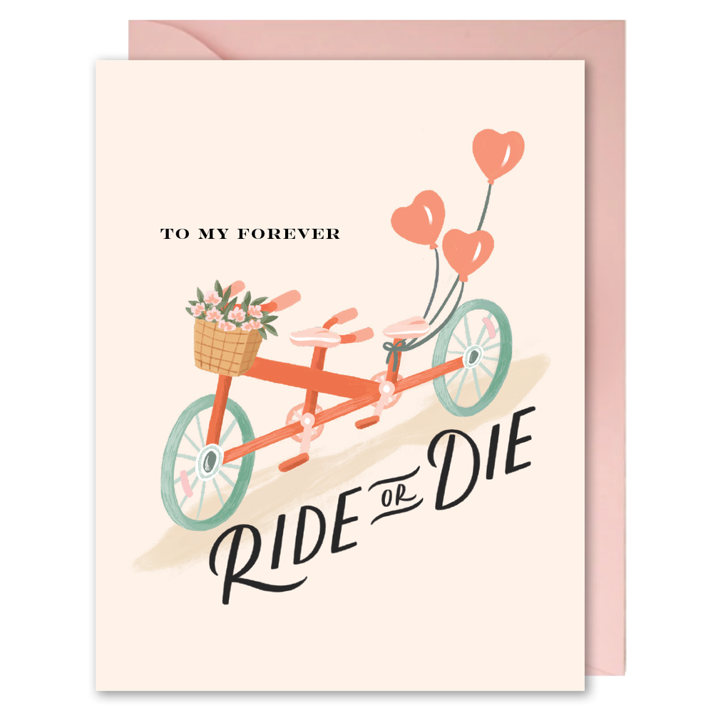 Ride or Die Bicycle Love Valentine's Card