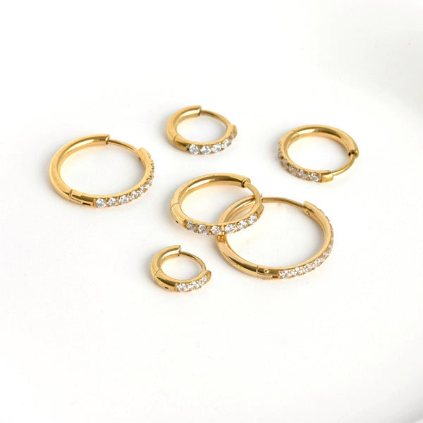 Pave Diamond Hoops - Tarnish-free Diamond Hoop Earrings
