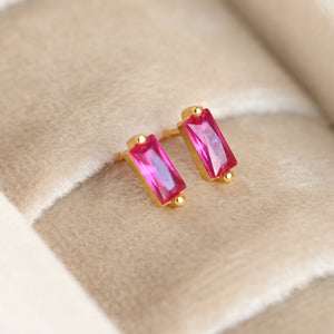 925 Silver Bar Studs - Small Baguette Stud Earrings