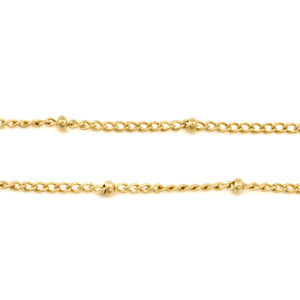 Curb Satellite Necklace - 18k Gold Beaded Chain Necklace