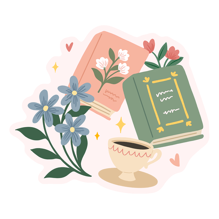 Cozy Book Lover Illustrated Vinyl Sticker