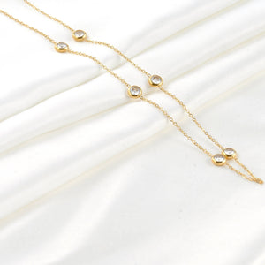 Bezel Station Necklace - Diamond Satellite Bezel Necklace