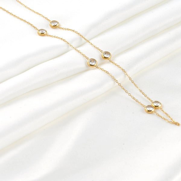 Bezel Station Necklace - Diamond Satellite Bezel Necklace
