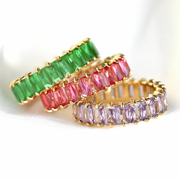Baguette Diamond Ring - Wide Baguette-cut CZ Ring