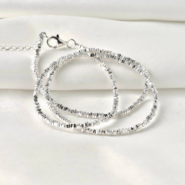 925 Sterling Silver Beaded Choker - Silver Bead Necklace