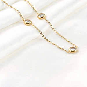 Bezel Station Necklace - Diamond Satellite Bezel Necklace