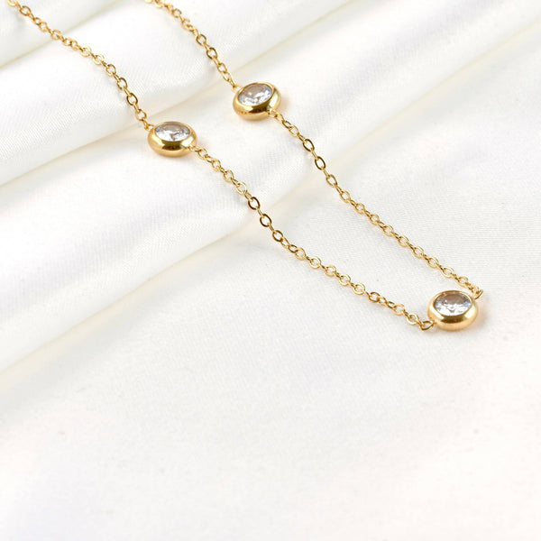 Bezel Station Necklace - Diamond Satellite Bezel Necklace