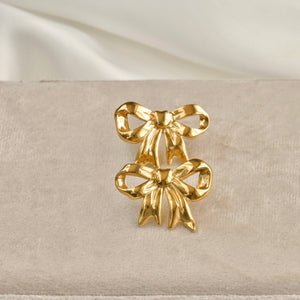 Oversized Ribbon Studs - 18k Gold Large Bow Tie Earrings