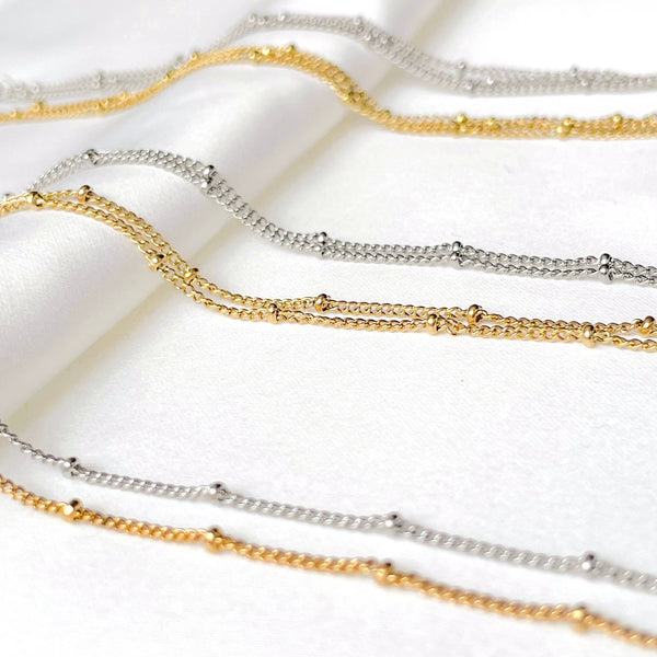 Layered Satellite Bracelet - Gold Beaded Chain Bracelet