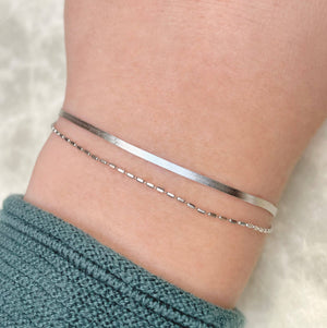 Layered Herringbone Bracelet - Dainty Gold Sanke Bracelet