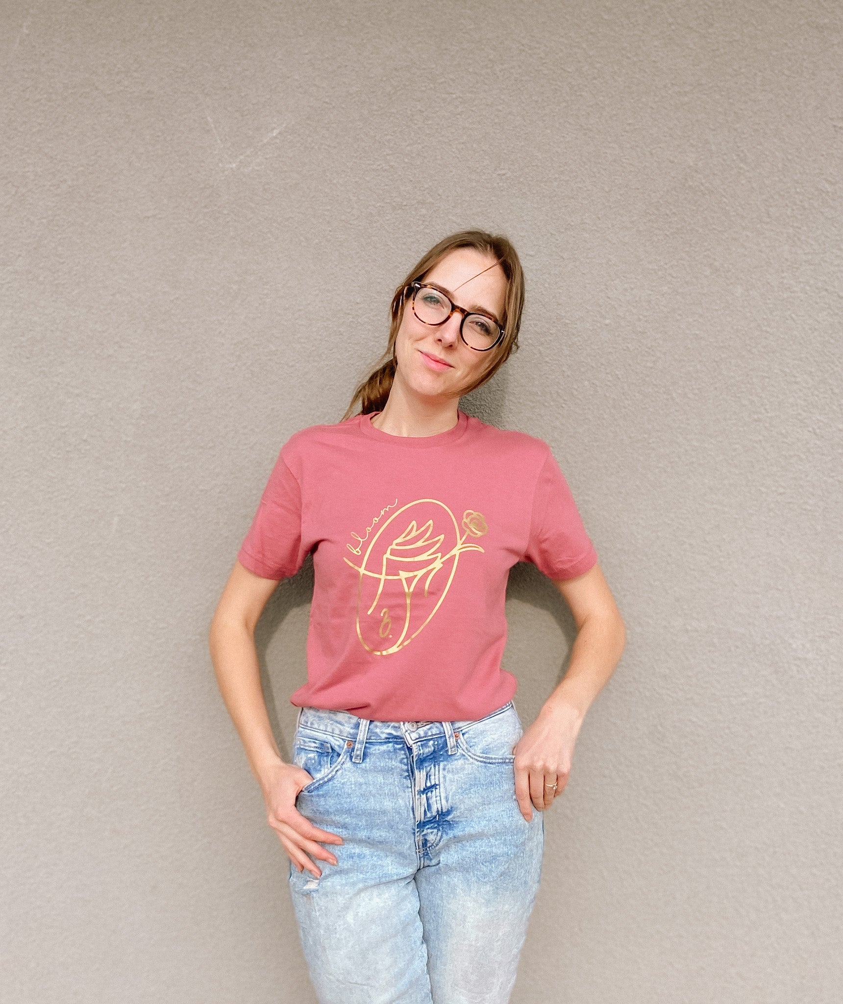 Rose T- Shirt with Gold Logo