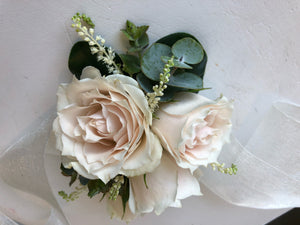Wrist Corsage (White base with custom accents)