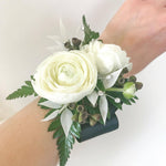 Wrist Corsage (White base with custom accents)