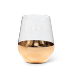 Gold dipped stemless wine glass