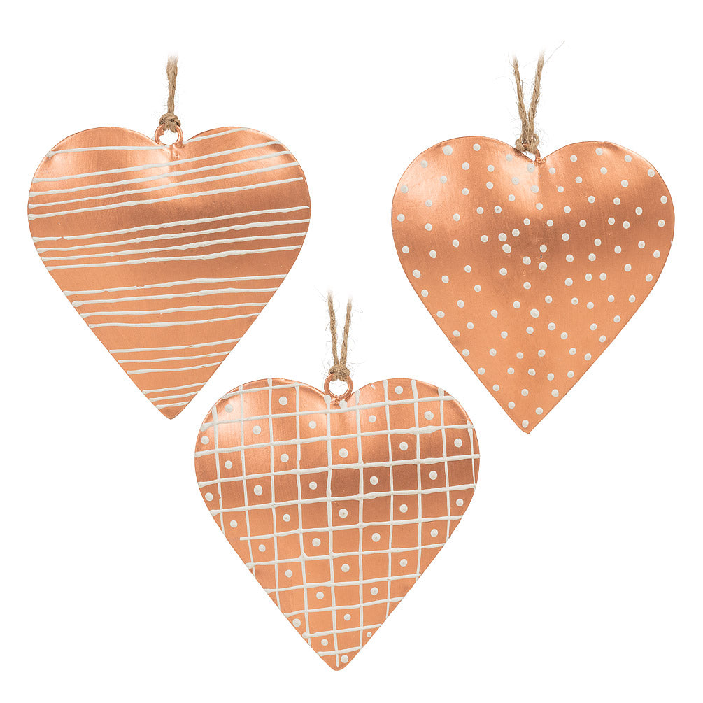 copper heart ornaments