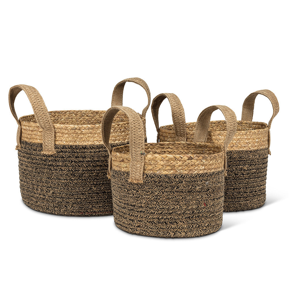 Round Two-Toned Decorative Basket